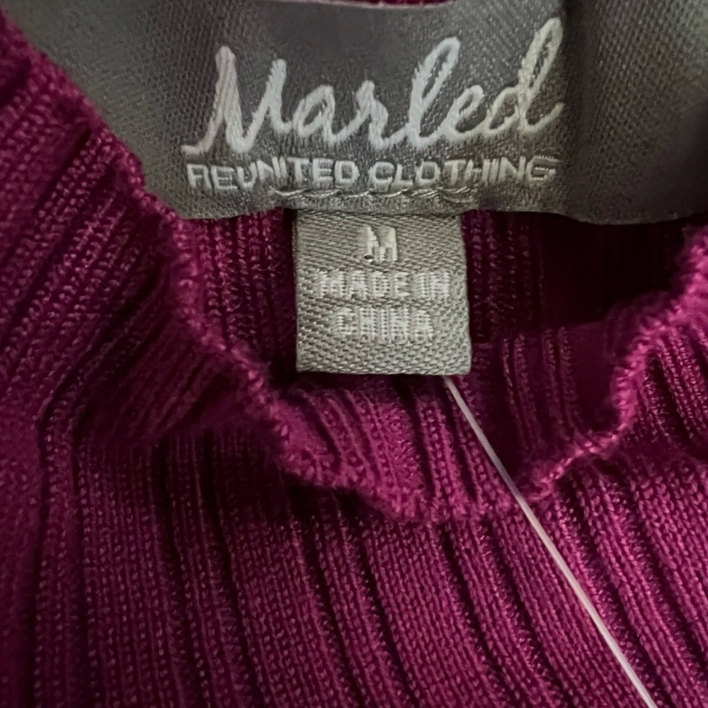 Marled Purple Cowl Neck Sweater Ribbed Knit - Picture 6 of 6